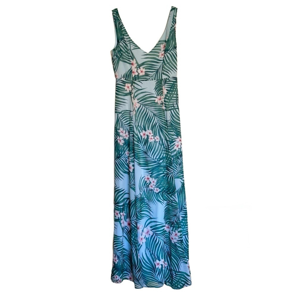Show Me Your Mumu Tropical Floral Palm Green Pink Maxi Dress SZ X-Small Resort